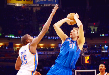 Can we have 6 more games of this, Dirk? For old time's sake? (Photo via B&LG)